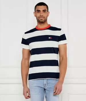 Футболка мужская Tommy Jeans с полоску с контрастным воротником, синий/белый