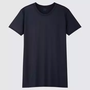 Футболка мужская Uniqlo AIRism с круглым вырезом, темно-синий