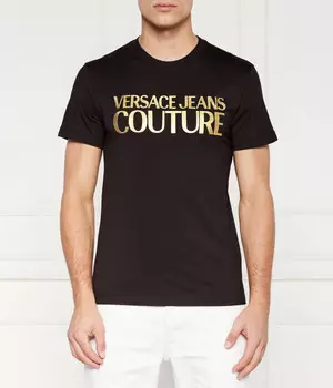 Футболка мужская Versace Jeans Couture с золотой надписью, черный