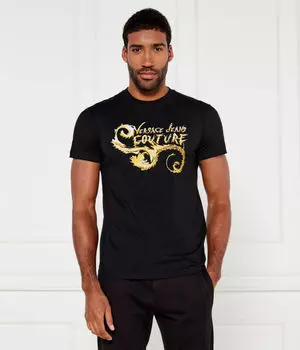 Футболка мужская Versace Jeans Couture с золотым принтом, черный