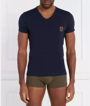 Футболка мужская Versace облегающего кроя с V-образным вырезом, синий