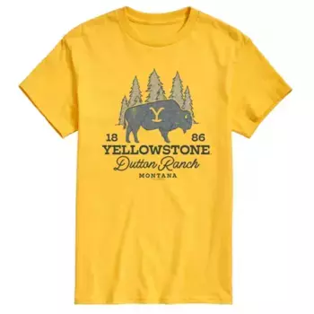 Футболка мужская Yellowstone с принтом "Ранчо Даттон" и изображением бизона Licensed Character, желтый
