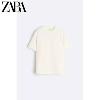 Футболка мужская Zara с круглым вырезом и короткими рукавами, белый