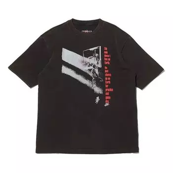 Футболка мужские с логотипом и принтом баскетбольные с коротким рукавом Air Jordan, черный