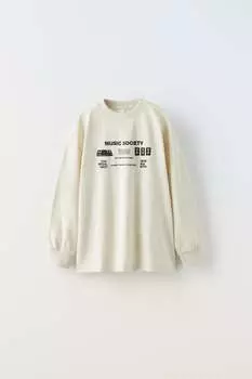 Футболка музыкального общества ZARA, бежевый