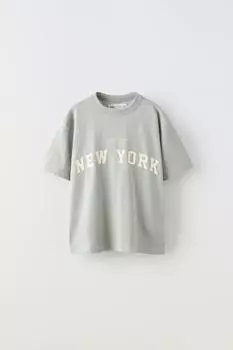 Футболка «нью-йорк» с признанием ZARA, светло-синий