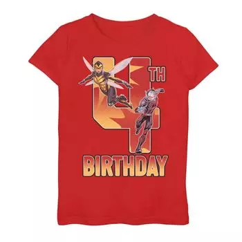 Футболка на 4-й день рождения для девочек 7–16 лет Marvel Wasp & Ant-Man Licensed Character