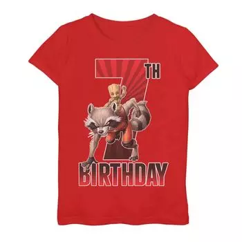 Футболка на 7-й день рождения Marvel Groot Rocket для девочек 7–16 лет Licensed Character