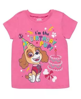 Футболка на день рождения Skye Rubble Chase Marshall для маленьких девочек PAW Patrol, розовый