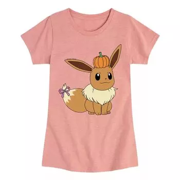 Футболка на Хэллоуин для девочек 7–16 лет с изображением покемона Иви Pokemon, розовый