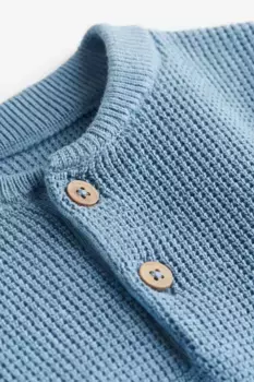 Футболка на пуговицах с вафельной структурой H&M, синий