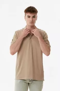 Футболка на пуговицах с воротником-поло Fullamoda, бежевый