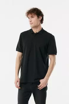Футболка на пуговицах с воротником-поло Fullamoda, черный