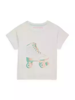 Футболка на роликах для маленьких девочек и девочек Rockets Of Awesome, цвет egret