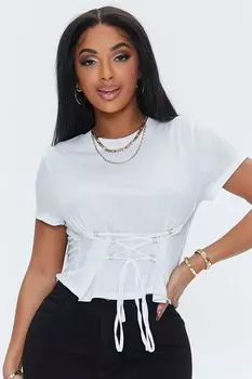 Футболка на шнуровке Forever 21, белый