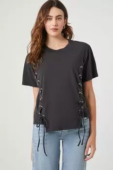 Футболка на шнуровке Forever 21, черный
