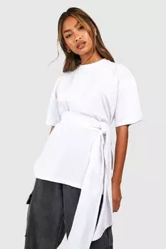 Футболка на завязке на поясии Boohoo, белый