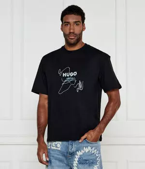 Футболка набион Loose fit Hugo Blue, черный
