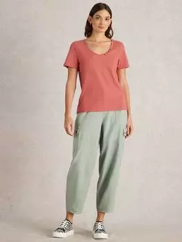 Футболка nadia с застежкой на пуговицу White Stuff, цвет Mid Coral