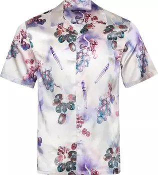 Футболка Nahmias Silk Short-Sleeve Button Down 'Grape Print', фиолетовый