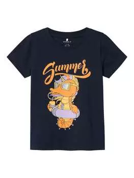 Футболка name it, цвет dunkelblau/orange