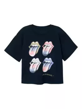 Футболка Name It "NKFNARINA ROLLINGSTONES SS TOP NOOS UNV", цвет Dark Sapphire