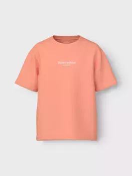Футболка Name It "NKMBRODY SS NREG TOP NOOS", цвет Papaya Punch