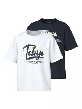 Футболка NAME IT Shirt VILOGO, цвет night blue/white