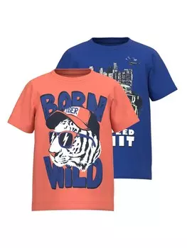 Футболка NAME IT, синий/коралловый