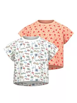 Футболка NAME IT Vilma, абрикос/белый