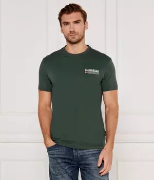 Футболка Napapijri Kasba Regular Fit с надписью, зеленый
