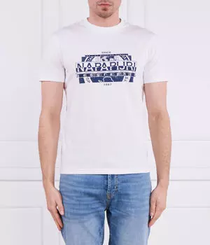 Футболка Napapijri S-manta Regular Fit, белый / фиолетово-синий
