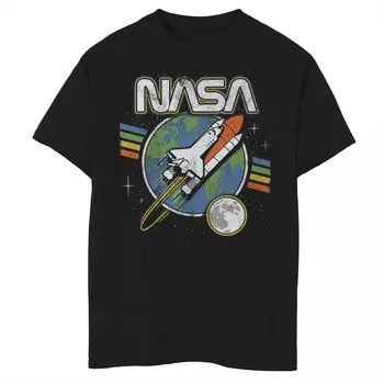 Футболка NASA Blast Off с графическим рисунком в радужную полоску для мальчиков 8–20 лет Licensed Character, черный