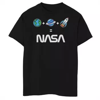 Футболка NASA Earth Plus Planet Plus Rocket Is NASA для мальчиков 8–20 лет с рисунком смайликов Licensed Character