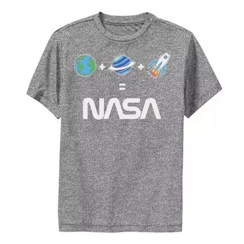 Футболка NASA Earth Plus Planet Plus Rocket с графическим изображением NASA Emoji Performance для мальчиков 8–20 лет Licensed Character