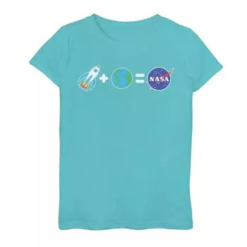 Футболка NASA Rocket Plus Planet Earth для девочек 7–16 лет с графическим изображением смайликов NASA Licensed Character