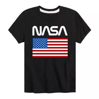 Футболка NASA с американским флагом для мальчиков 8–20 лет Licensed Character, черный