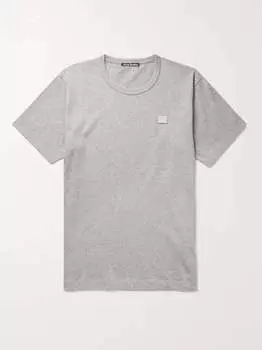 Футболка Nash из меланжевого хлопкового джерси с логотипом и аппликацией ACNE STUDIOS, серый