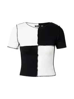 Футболка Nasty Gal, черный/белый