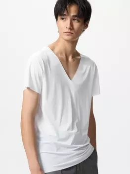 Футболка нательная airism mesh с v-образным вырезом Uniqlo, белый