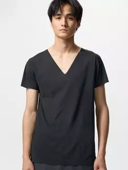 Футболка нательная airism mesh с v-образным вырезом Uniqlo, черный