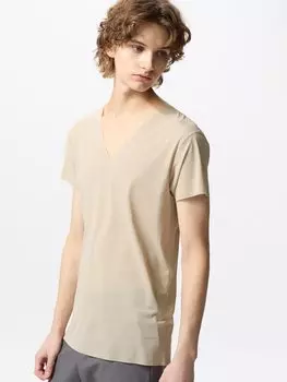 Футболка нательная airism mesh с v-образным вырезом Uniqlo, бежевый