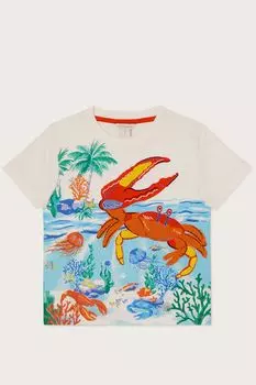 Футболка натурального цвета с аппликацией в виде краба Monsoon