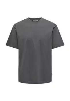 Футболка, натуральный хлопок, мужская ONLY & SONS, цвет 209236 Grey Pinst