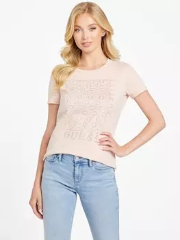 Футболка Naty с круглым вырезом и стразами Guess Factory, цвет Vapor Rose