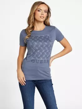 Футболка Naty с круглым вырезом и стразами Guess Factory, цвет Mojave Stone