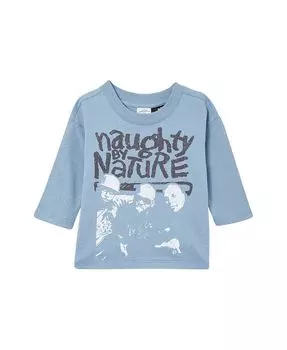 Футболка Naughty by Nature с длинными рукавами для мальчиков и девочек COTTON ON, синий