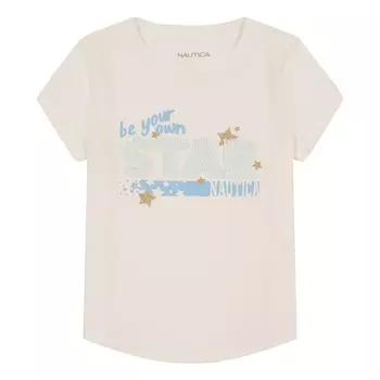 Футболка Nautica для девочек с пайетками Be Your Own Star (2T–4T), цвет Tin Grey
