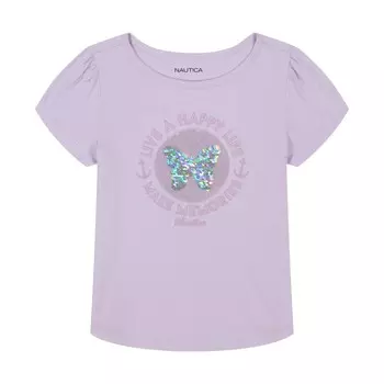Футболка Nautica для девочек «Живи счастливой жизнью» (2–4 года), лаванда