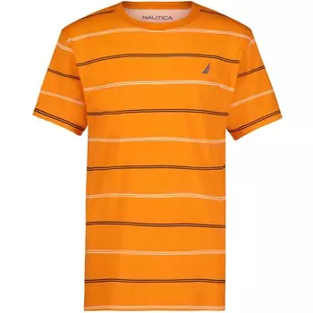 Футболка Nautica Little Boys в чистую полоску (2T-7), цвет Blazing Orange